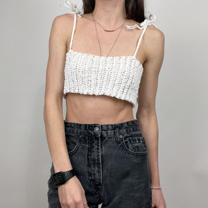 Crocheted White Tube Top