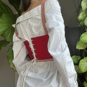 Red Reversible Toile Under Bust Corset
