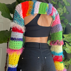 Rainbow Crocheted Shrug Bolero V12