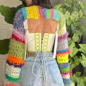 Rainbow Crocheted Shrug Bolero V6