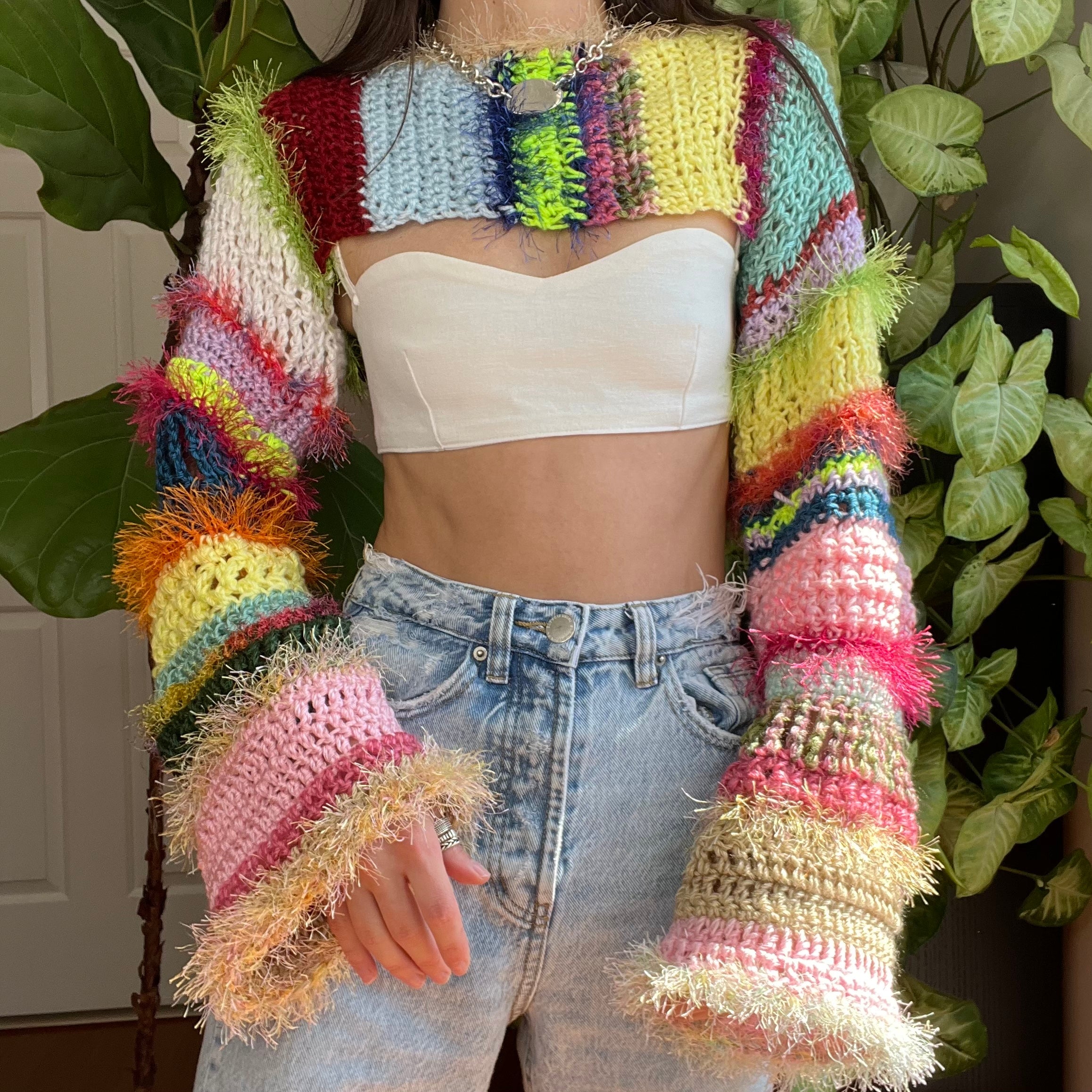 Rainbow Crocheted Shrug Bolero V3
