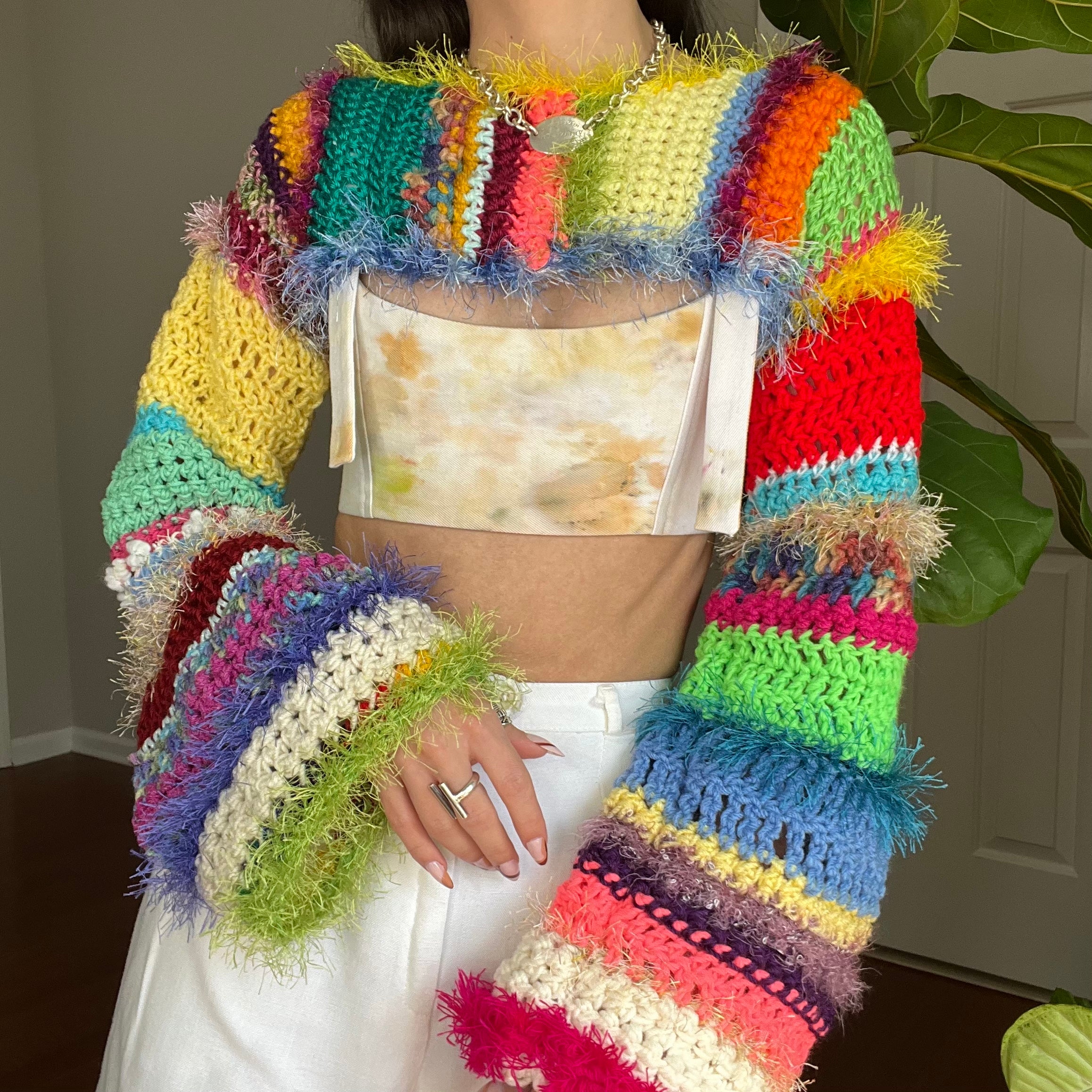 Rainbow Crocheted Shrug Bolero
