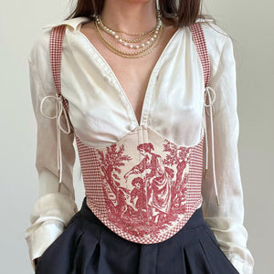 Red Toile Under Bust Corset V2