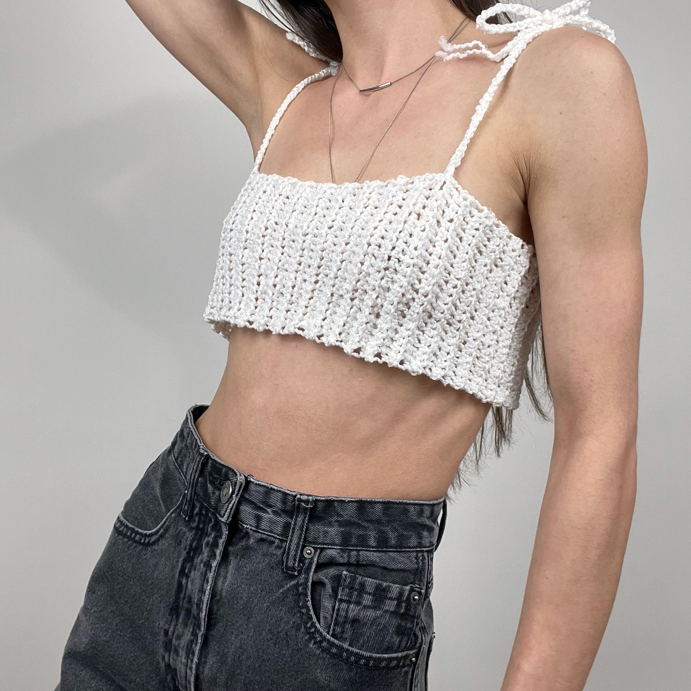 Crocheted White Tube Top