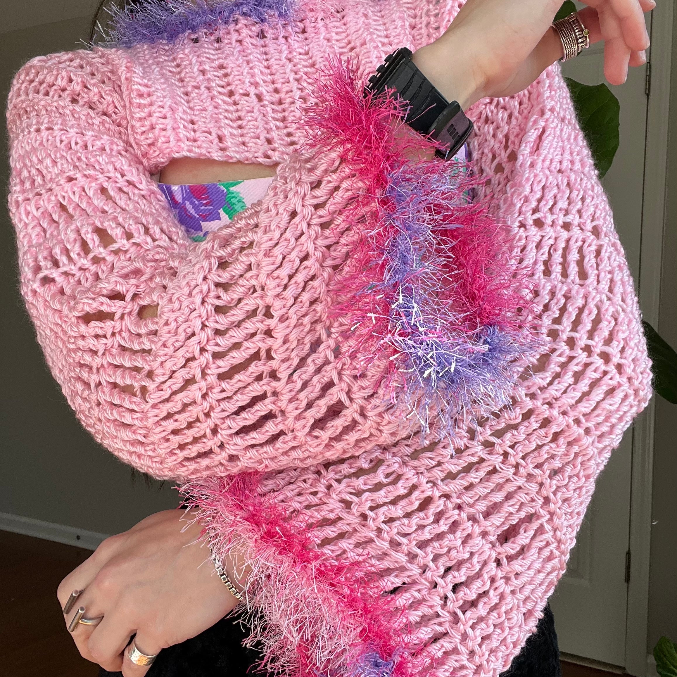 Baby Pink Crocheted Shrug Bolero