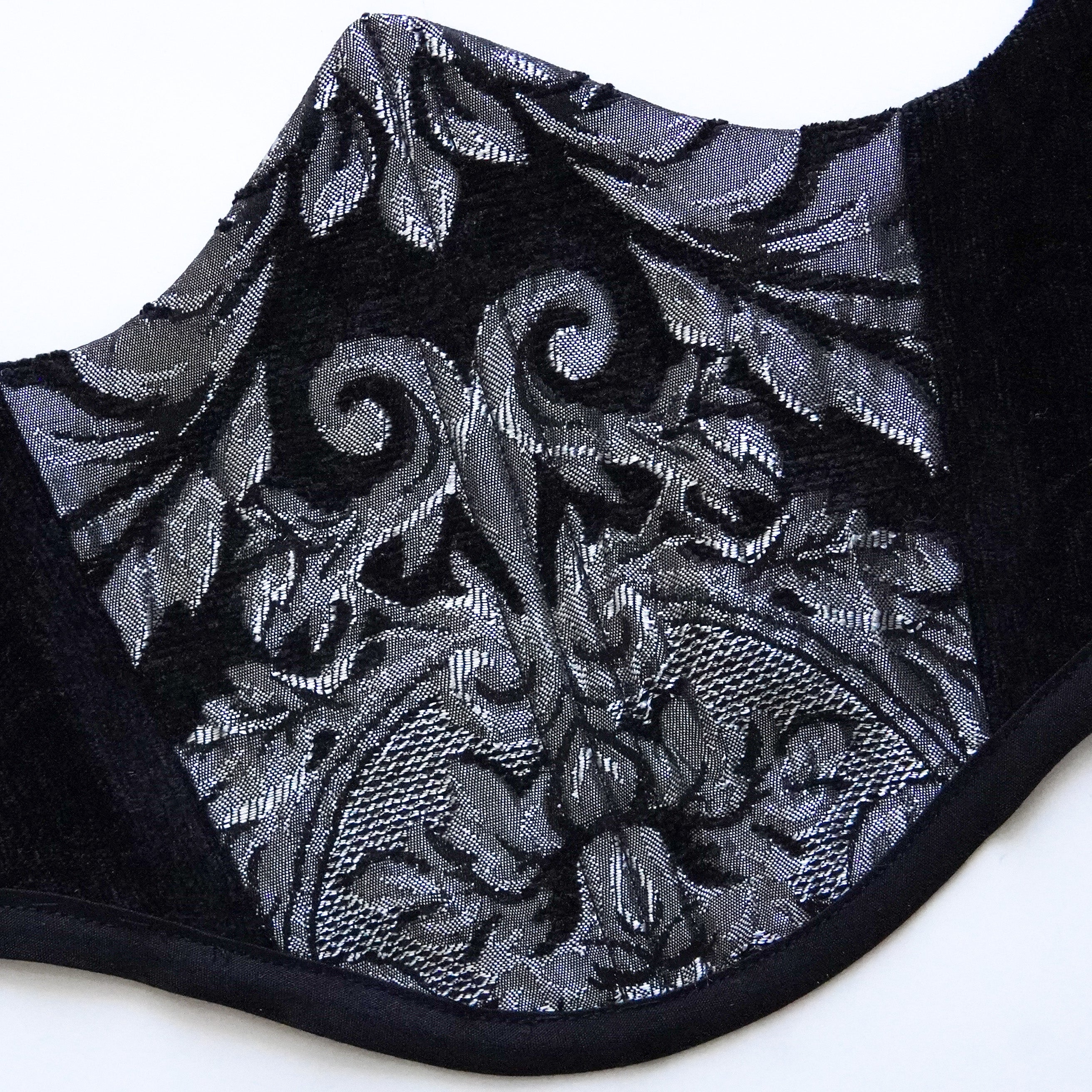 Silver Brocade + Velvet Underbust Corset