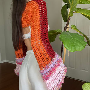 Bell Sleeve Crocheted Shrug Bolero
