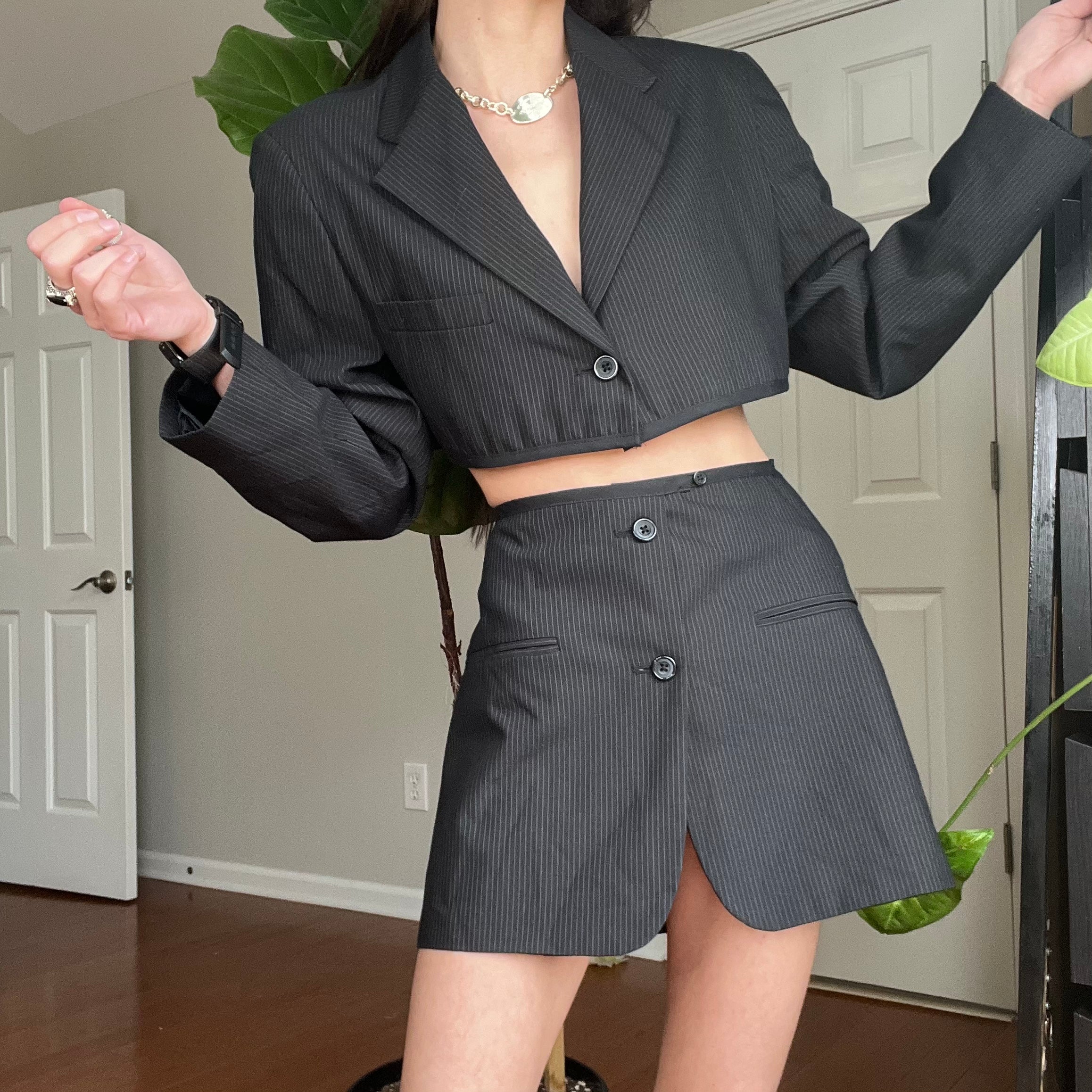 Cropped Blazer + Skirt set