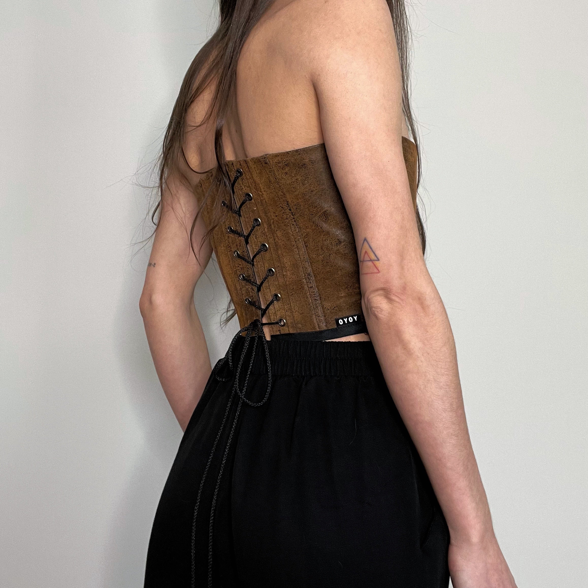 Strapless Faux Leather Corset
