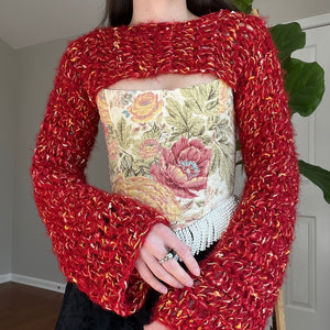 Burgundy Crocheted Shrug Bolero