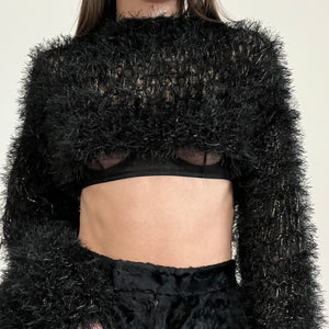 Fuzzy Midnight Mock Neck Shrug