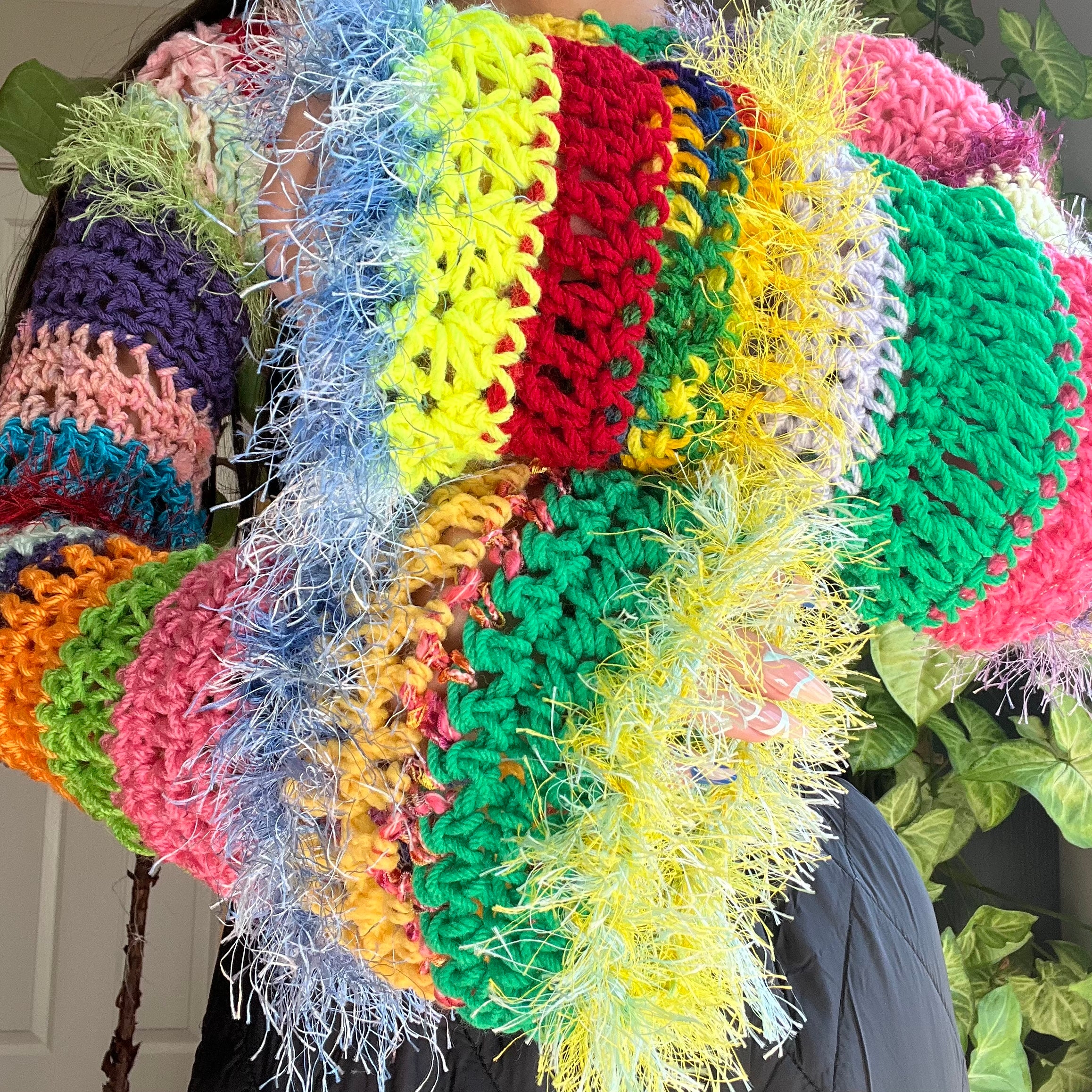 Rainbow Crocheted Shrug Bolero V7