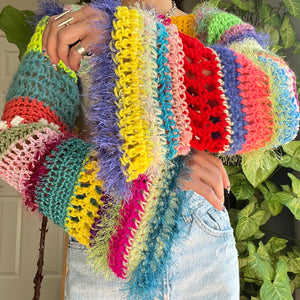 Rainbow Crocheted Shrug Bolero V10