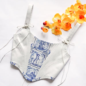 Portuguese Tile Toile Corset