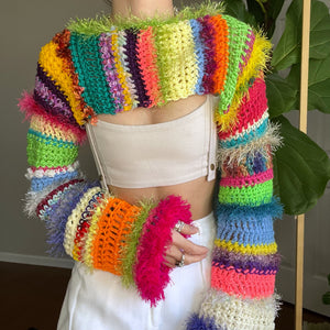Fuzzy Crocheted Shrug Bolero