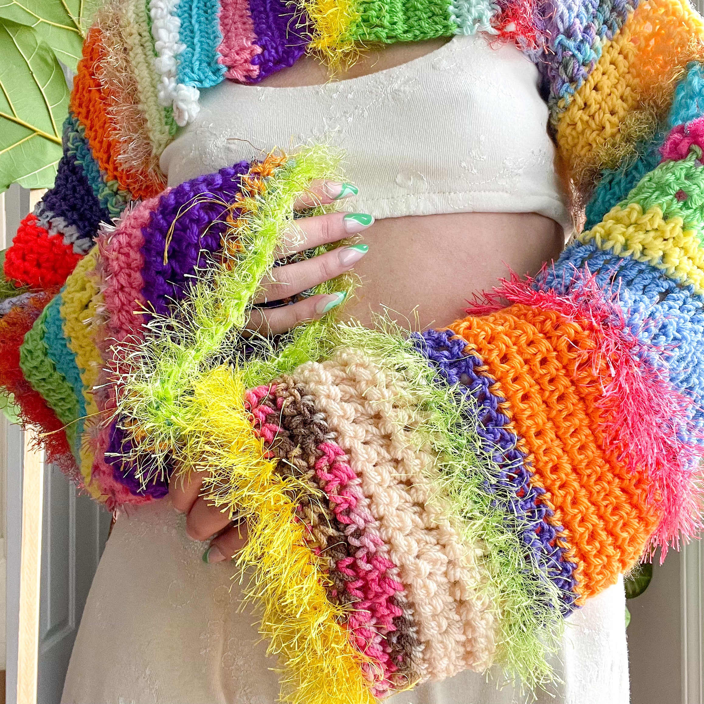 Rainbow Crocheted Shrug Bolero V4