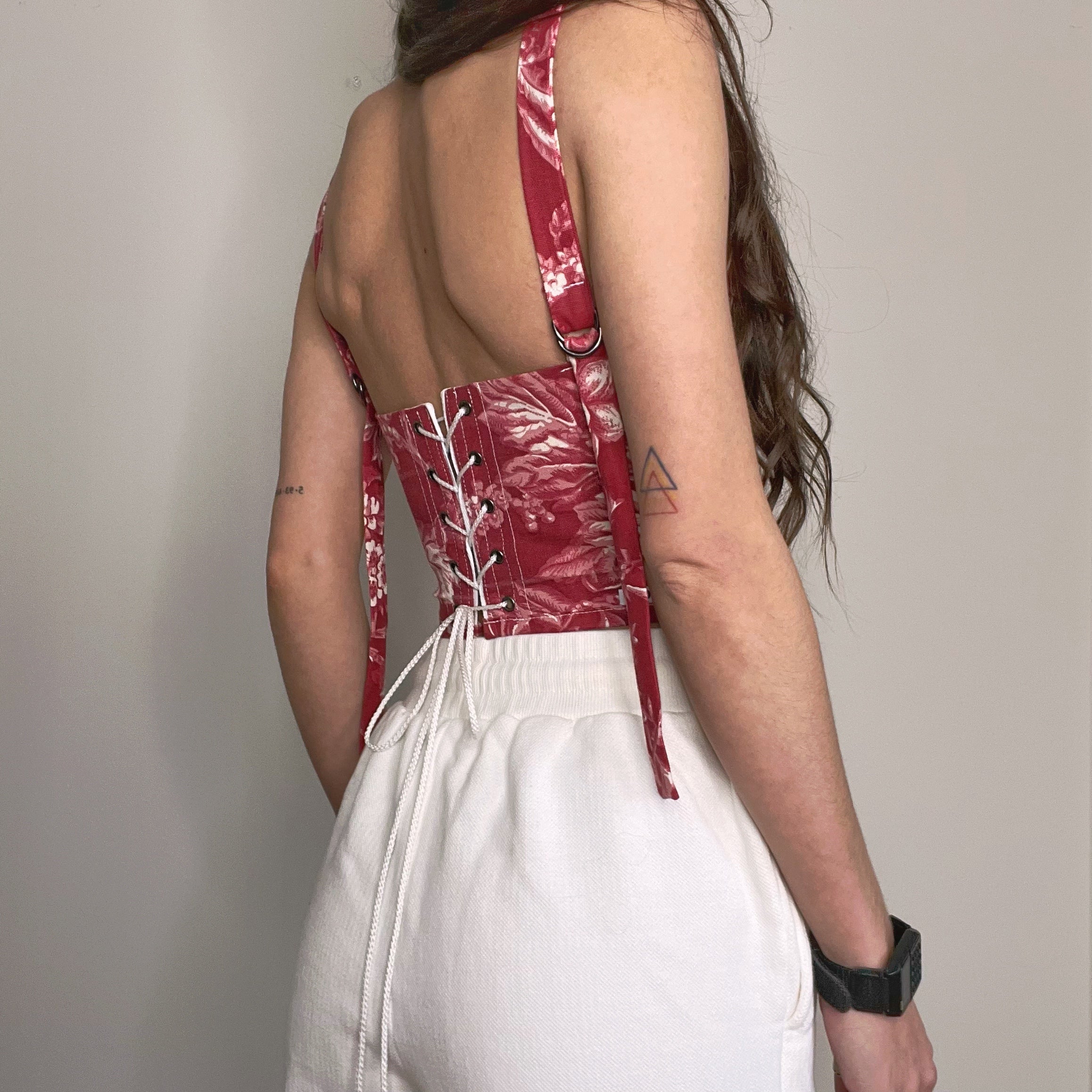 Red Floral Toile Corset