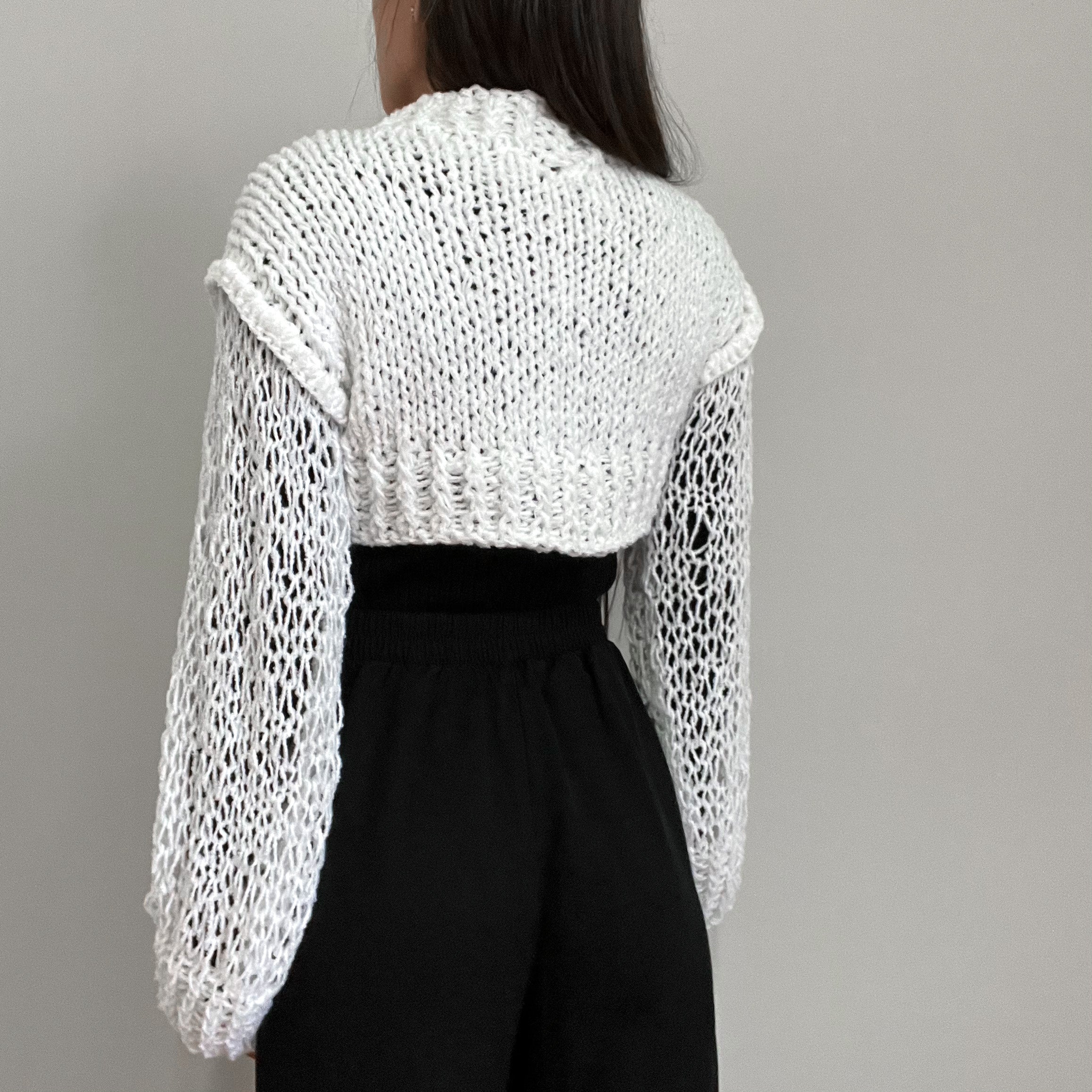 White Mock Neck cropped Sweater