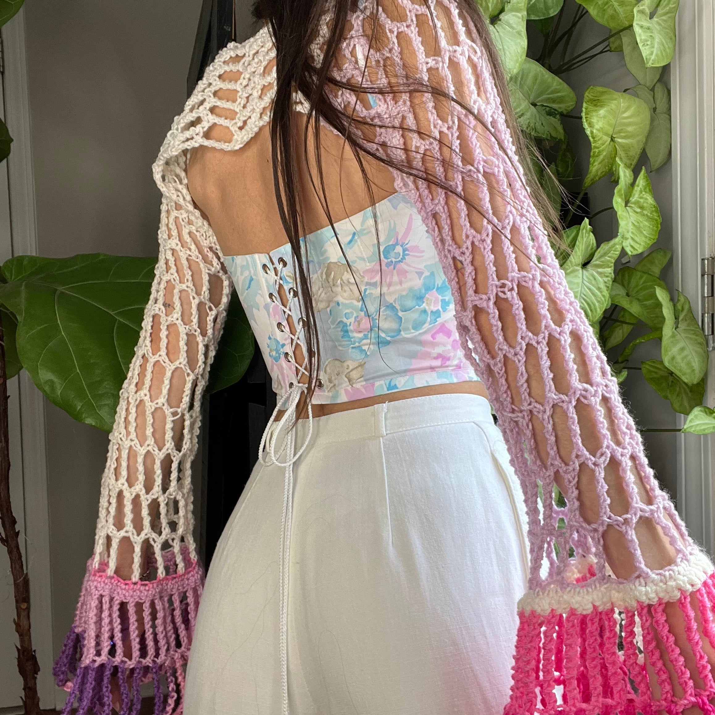 Pastel Cotton Candy Crocheted Shrug Bolero