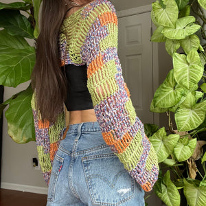 Color Patch Crocheted Shrug Bolero