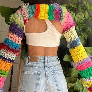 Rainbow Crocheted Shrug Bolero V7