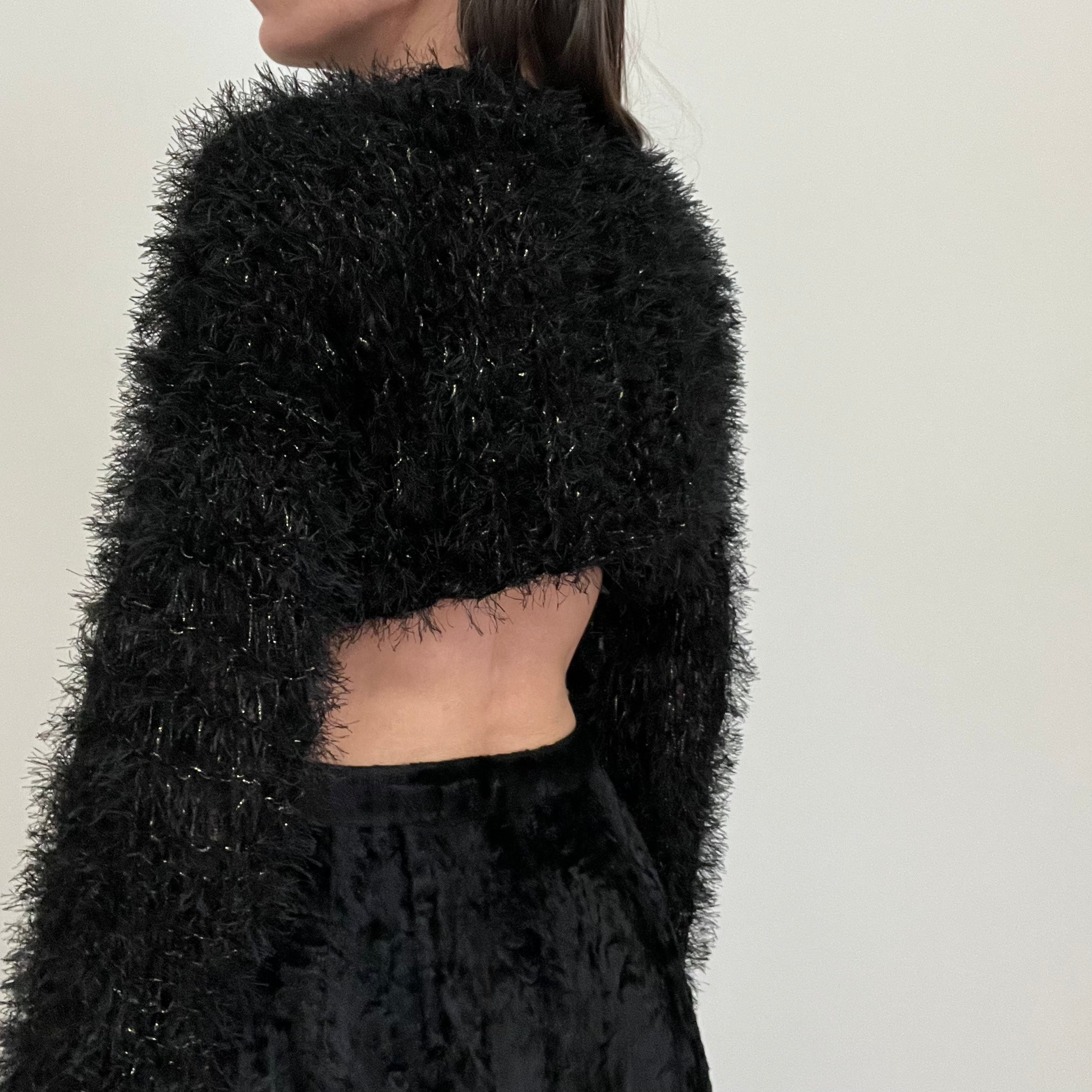 Fuzzy Midnight Mock Neck Shrug