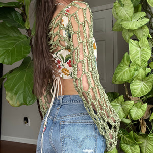 Mossy Green Crocheted Shrug Bolero
