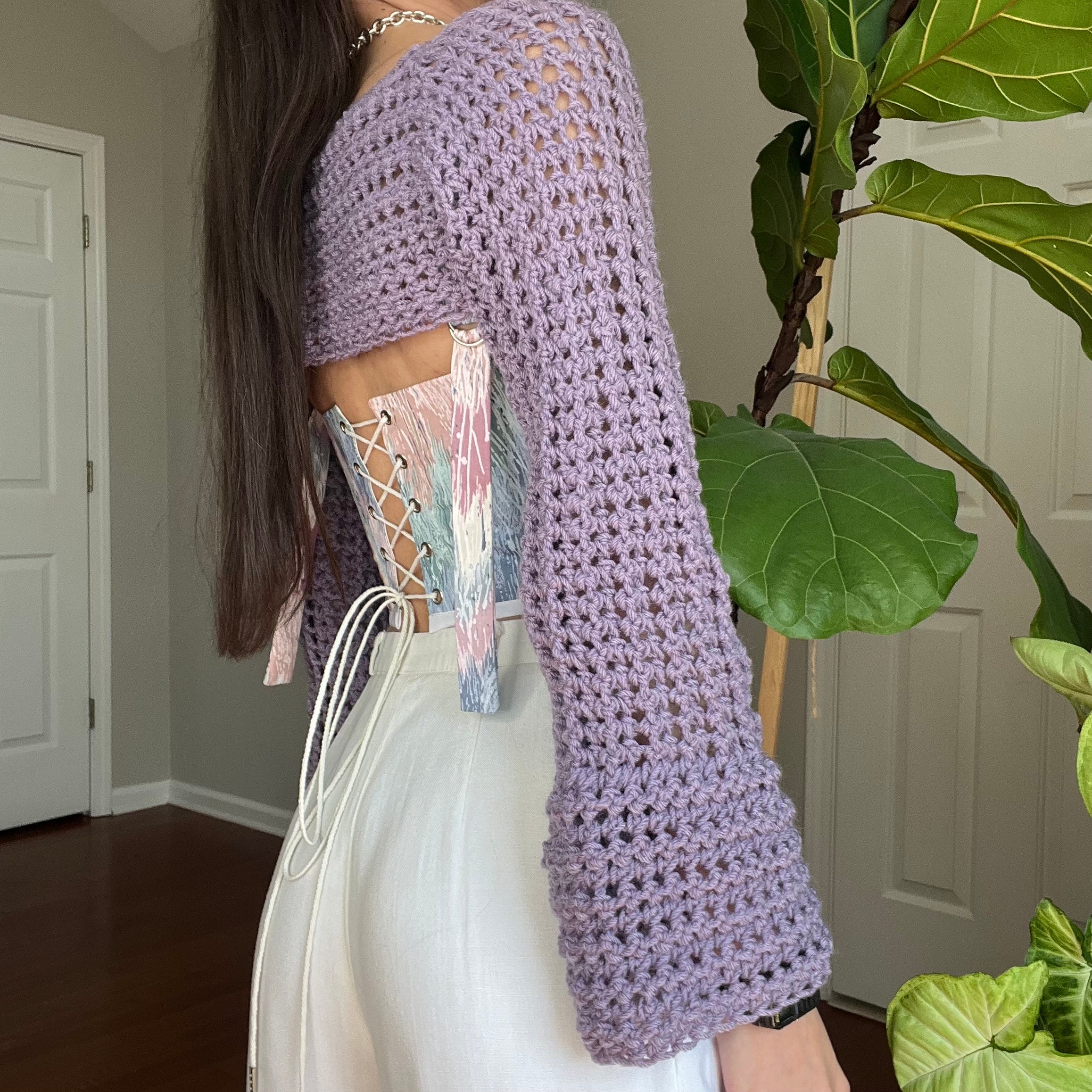 Lavender Crocheted Shrug Bolero