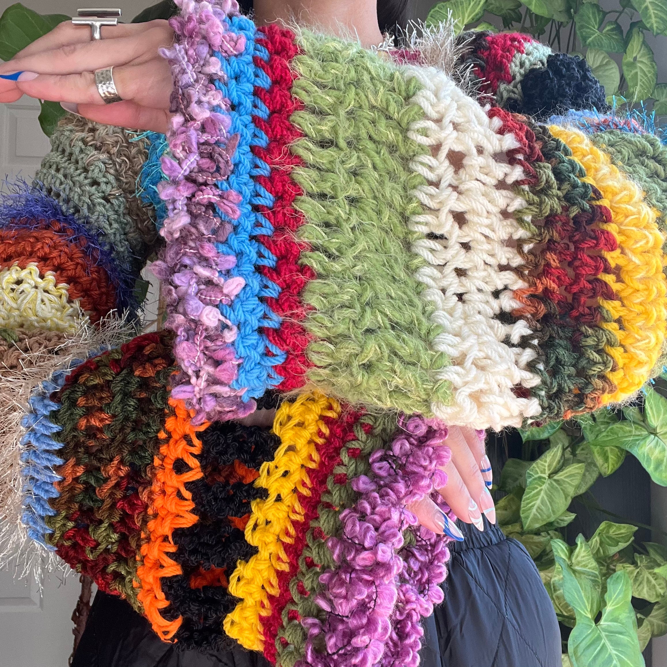 Rainbow Crocheted Shrug Bolero V8