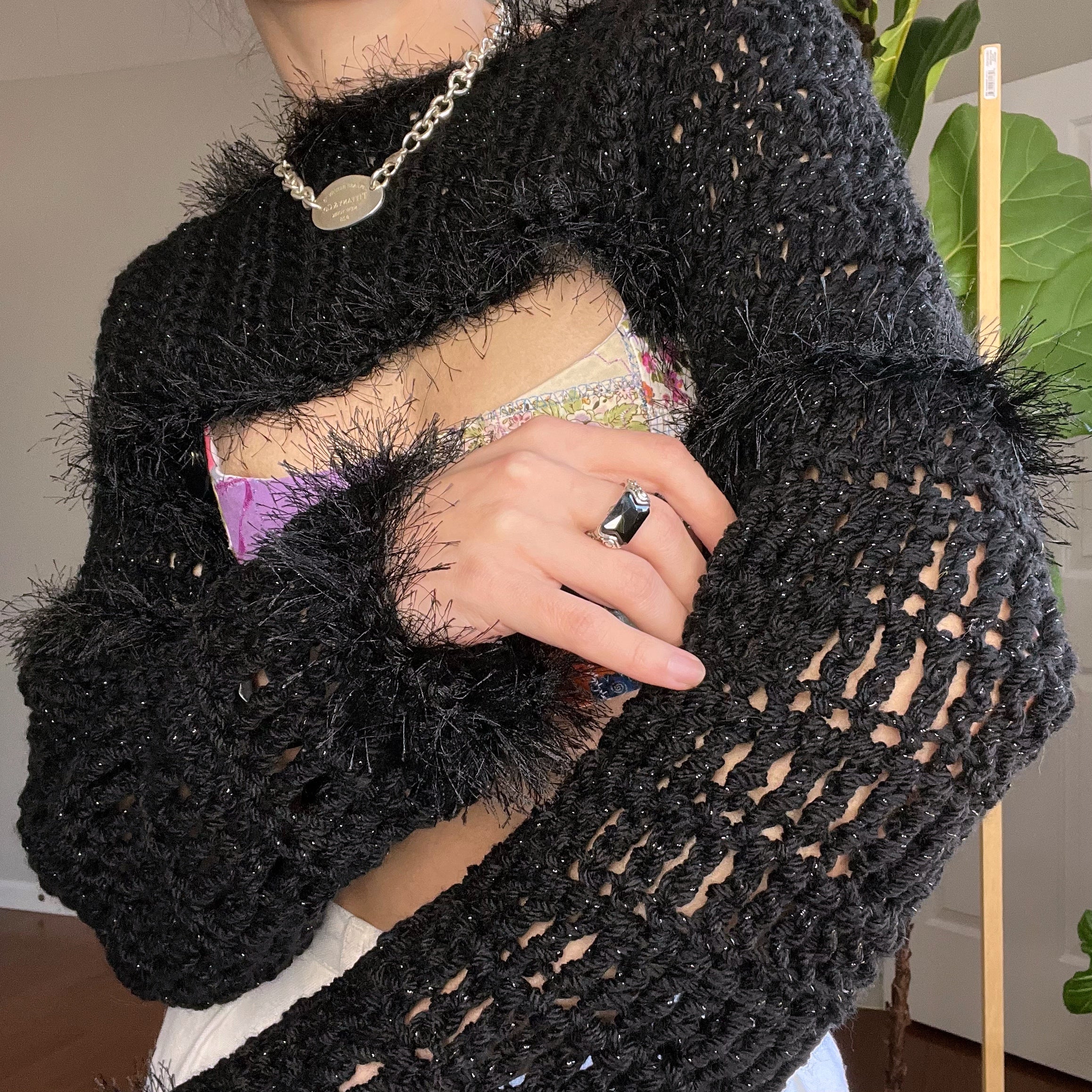 Black Crocheted Shrug Bolero