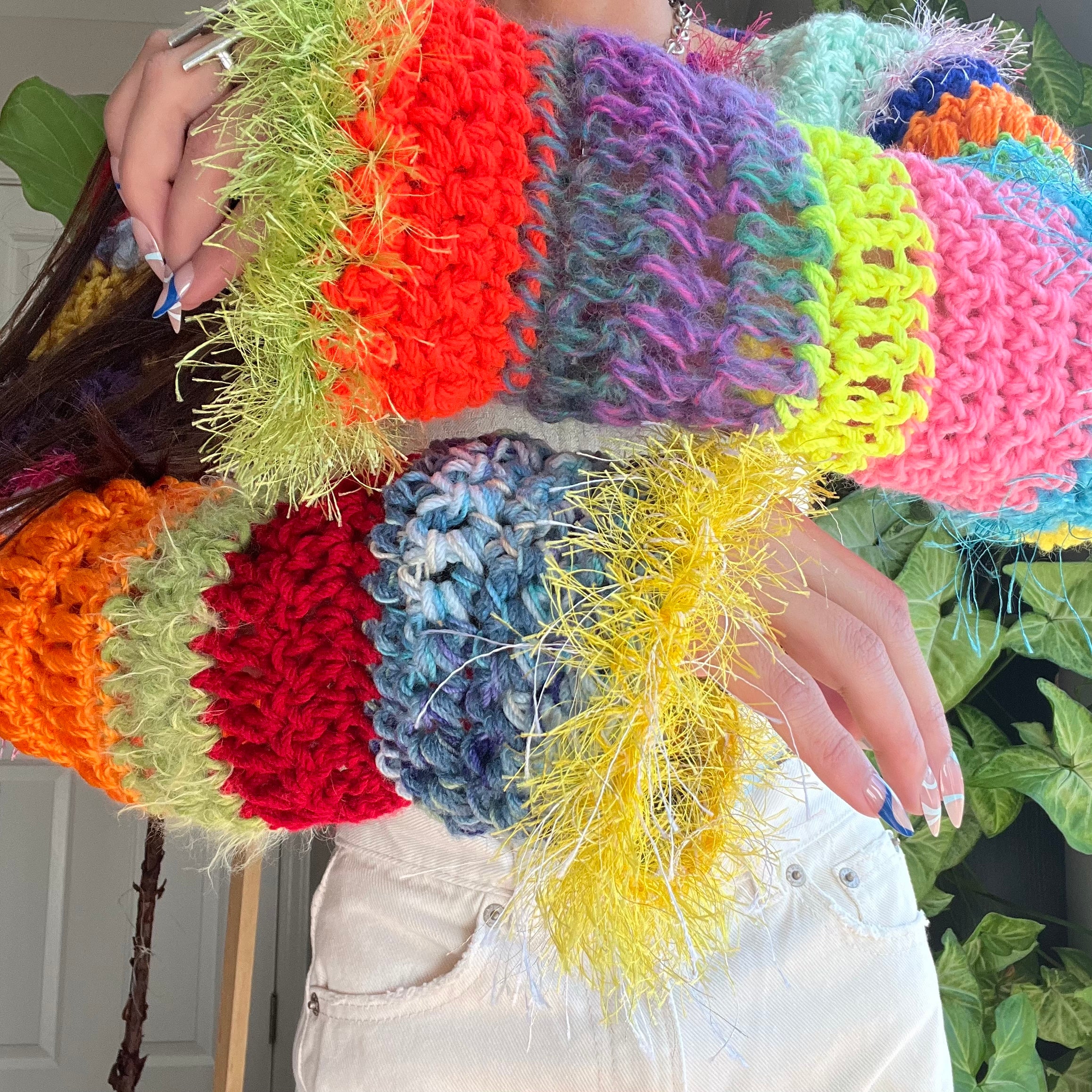 Rainbow Crocheted Shrug Bolero V9