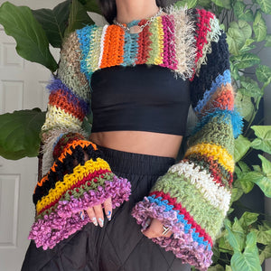 Rainbow Crocheted Shrug Bolero V8